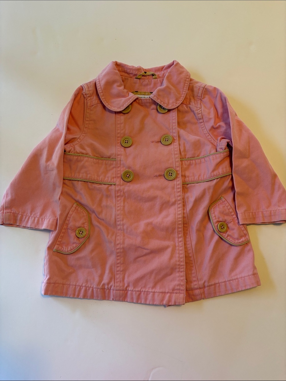 Toddler Pink Double-Breasted Pea Coat